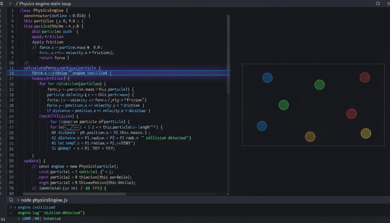 Captura del codigo fuente del motor fisico