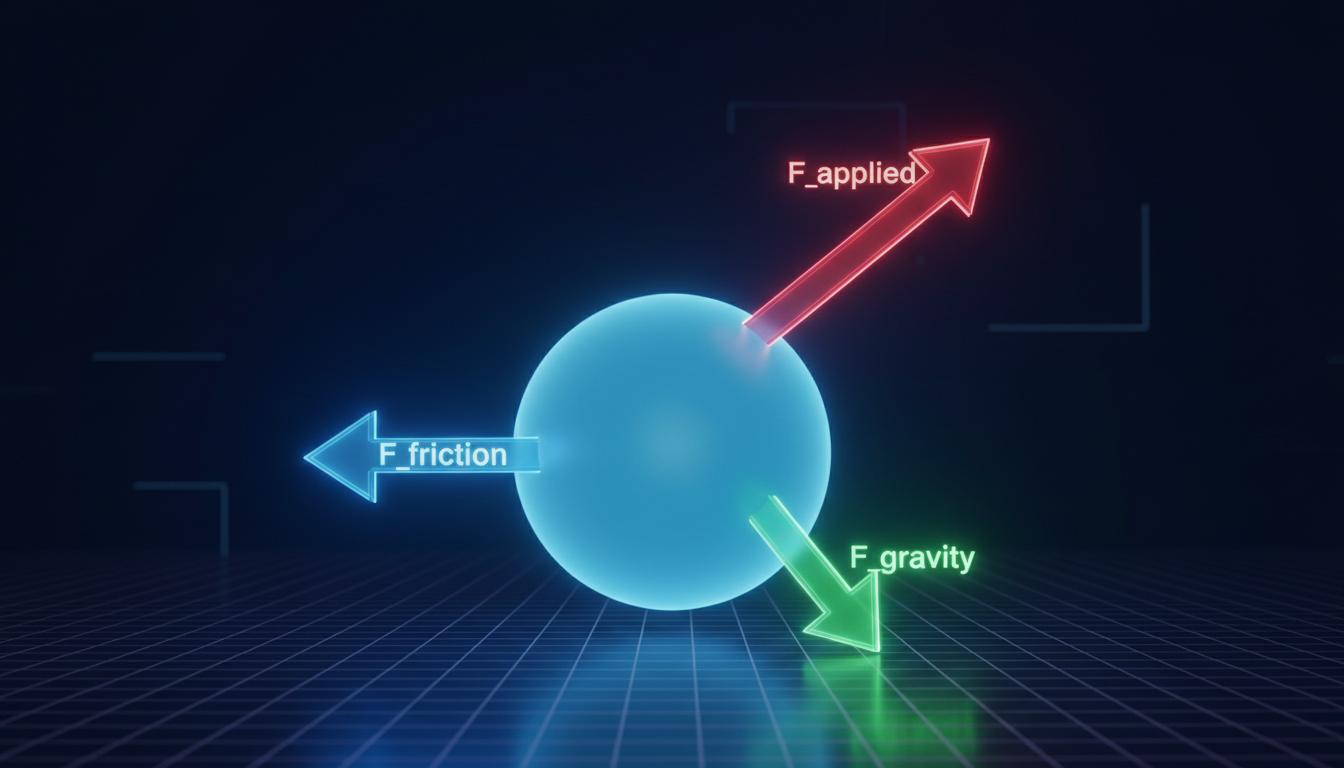 Vectores de fuerza, velocidad y aceleracion visibles
